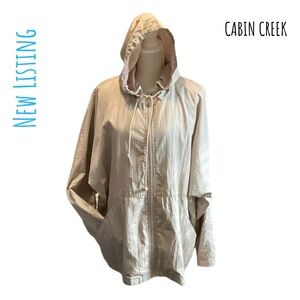 Cabin Creek Windbreaker Rain Jacket Sz 1X W/Hood Fishing Camping Running VTG